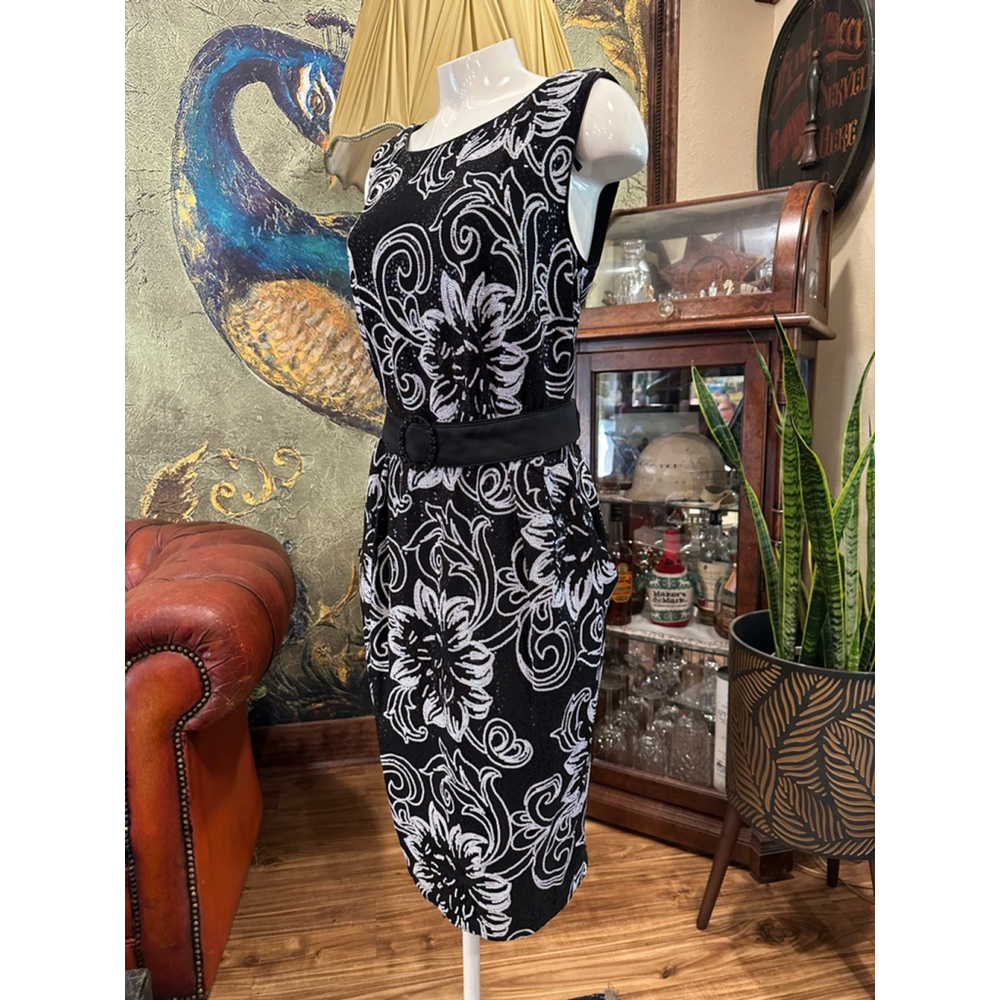 Alex Evenings Black Silver Sequin Floral Sheath Dress 14W - Picture 5 of 14